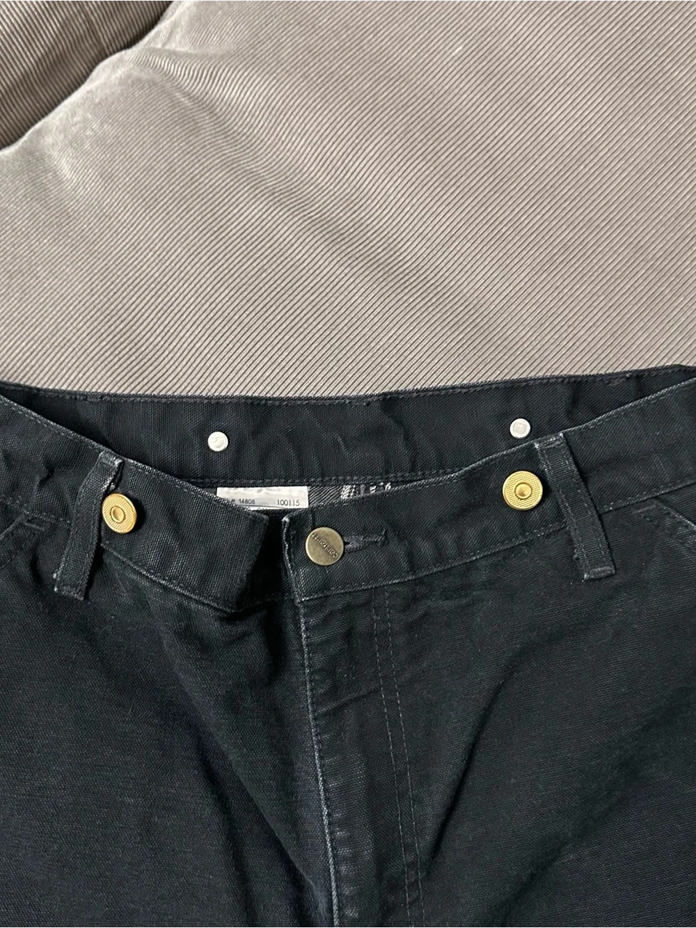 Carhartt B111 BLK Flannel Lined Losse Fit Carpenter Pants Men's 35x32 Distressed